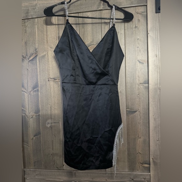 Dresses & Skirts - Elegant Black Dress with Rhinestone Straps